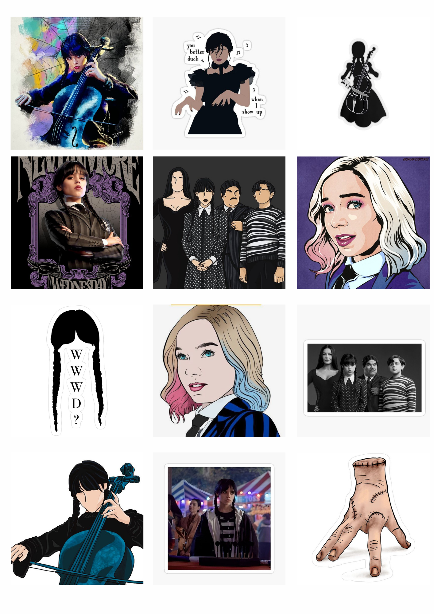 Wednesday Admas Series Sticker Pack | Set of 3 Sheets (2.5 Inch Stickers) - Image 2