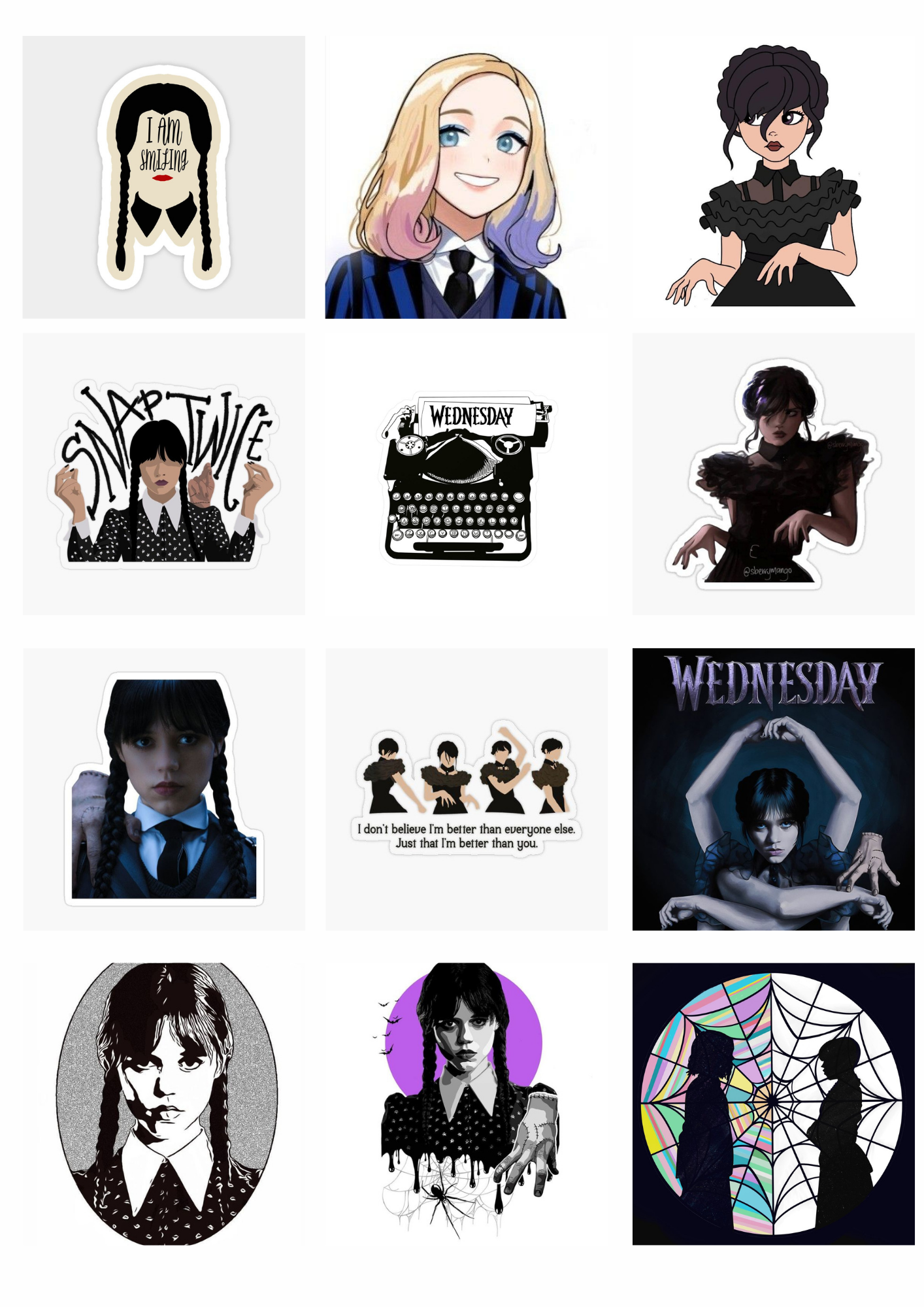Wednesday Admas Series Sticker Pack | Set of 3 Sheets (2.5 Inch Stickers) - Image 3